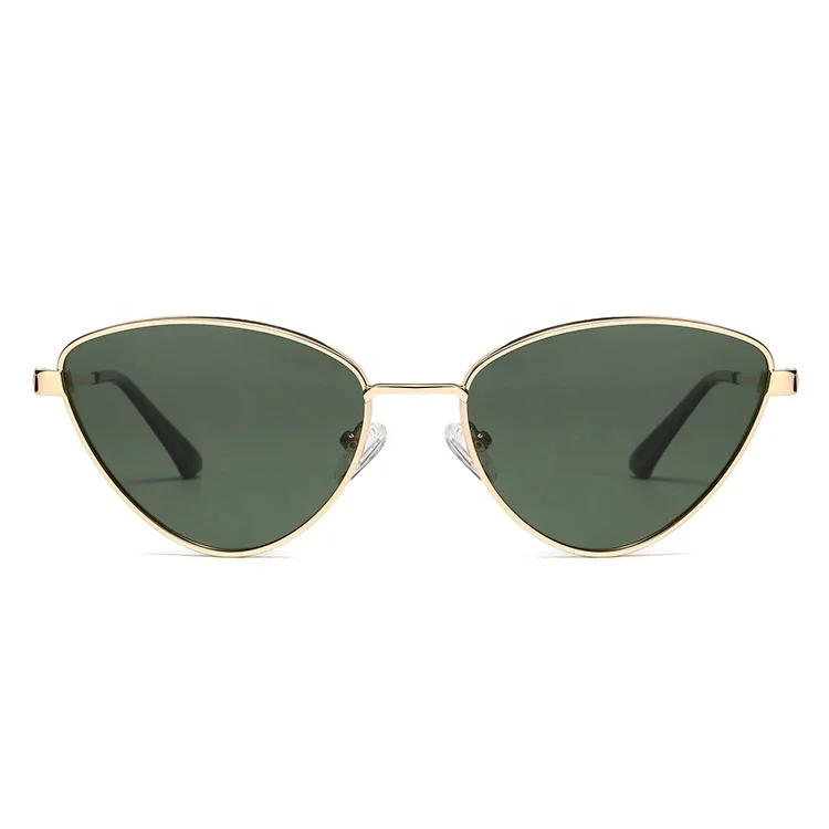 

Triangle Shape Rim Small Lens Metal Frame UV 400 Womens Sunglasses Trendy