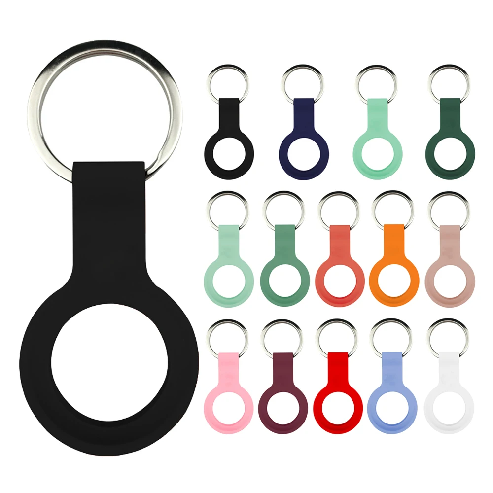 

Silicone Cover With Keychain Ring Silicone Case For Airtags, Pet Anti-Lost Tracker Key TPU Protective Case For Airtag, 14 colors