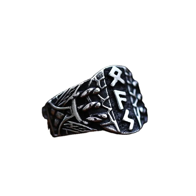 

New creative viking jewelry rings 316 stainless Steel Mens Norse Nordic Viking Rune Rings for Men, Silver