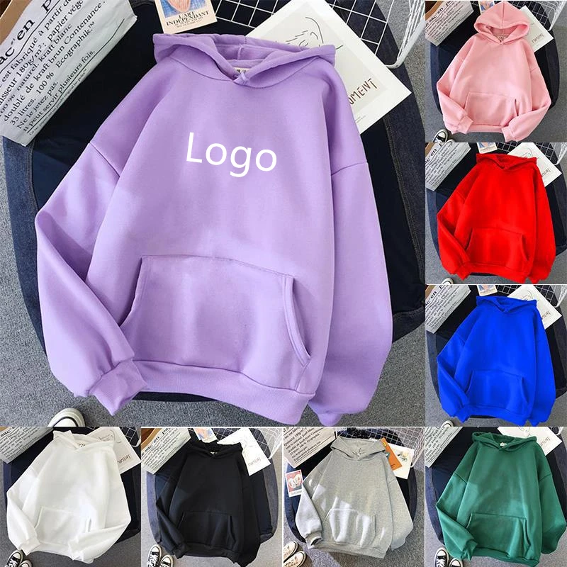 

Fashion high quality Custom logo Woman OEM design blanket solid color Pullover Plain Oversized hoodie Custom hoodie, Custom color