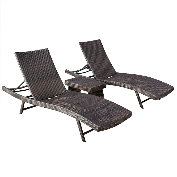 

Free Shipping within the U.S. Patio 3 pcs Rattan Outdoor Foldable Chaise Lounge Furniture Set Lounge Chair with End Table, Multi-brown