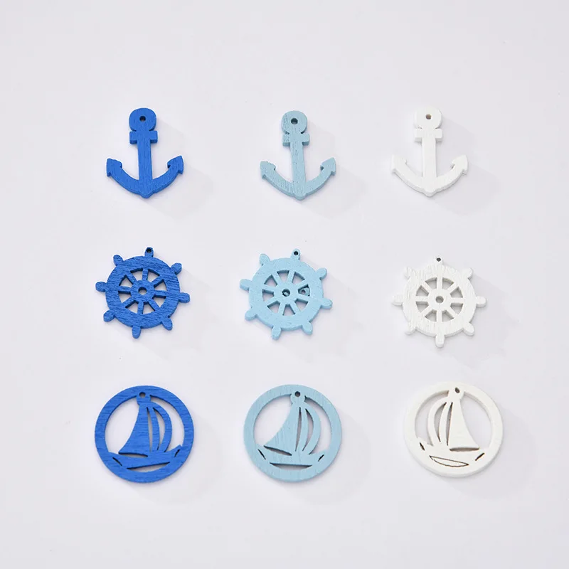 

classic 25mm one hole nautical anchor navigation rudder shape wooden button hanging decoration