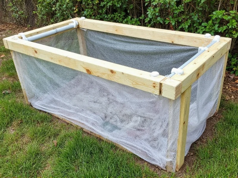 DIY compost bin showing PVC aeration pipes and hardware cloth lining
