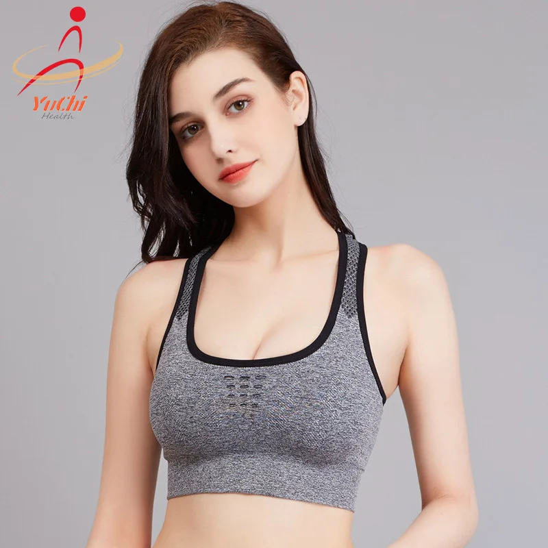 

Gym Fitness Yoga Bra Stylish Sports Yoga Dress Sweat-absorbing Workout Bra Sheer Bralette, White, pink, blue, black,gray