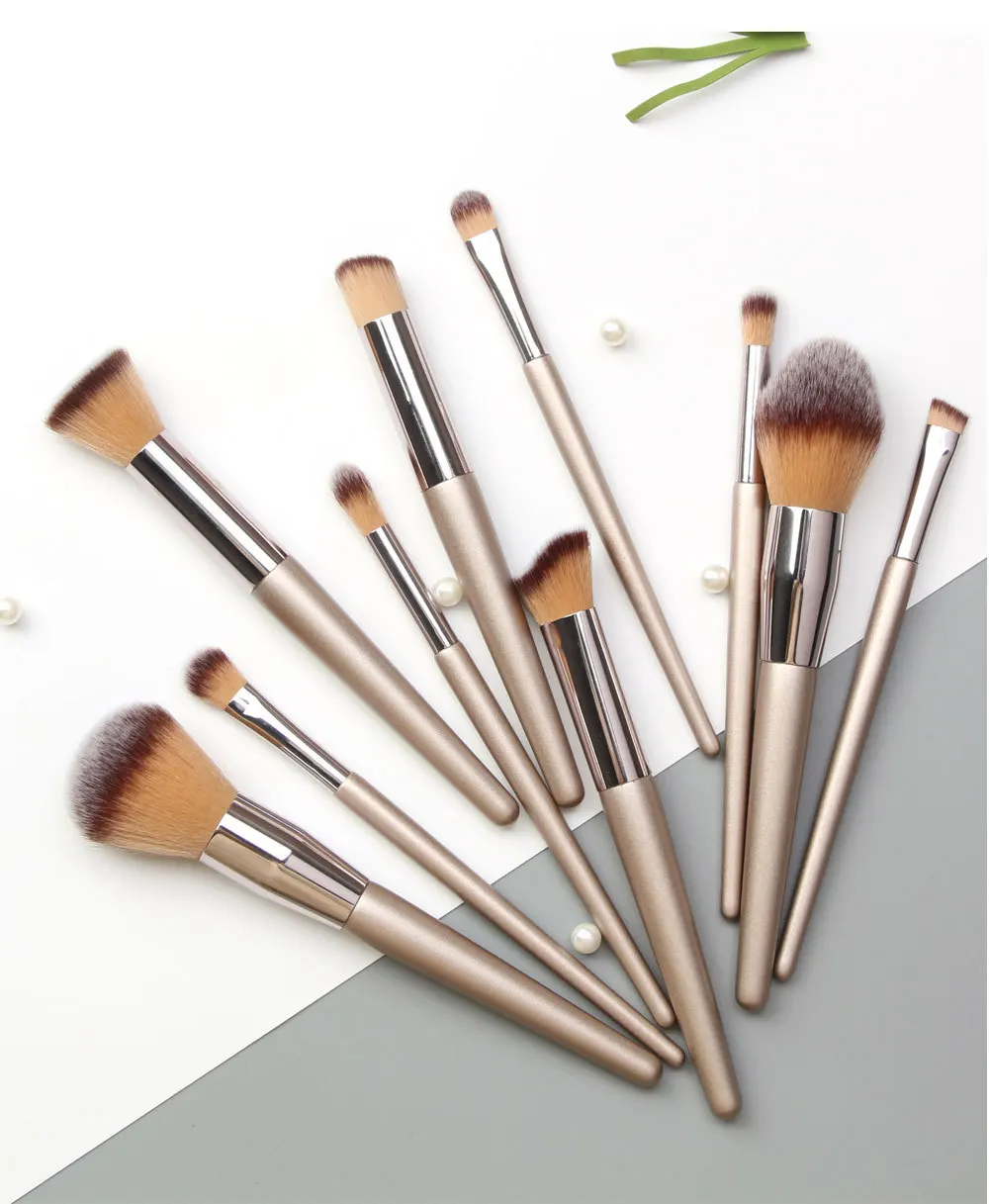 

HZM10PCS makeup brush set super soft synthetic fluff beauty tools full set of professional makeup brushes luxury private brand 2