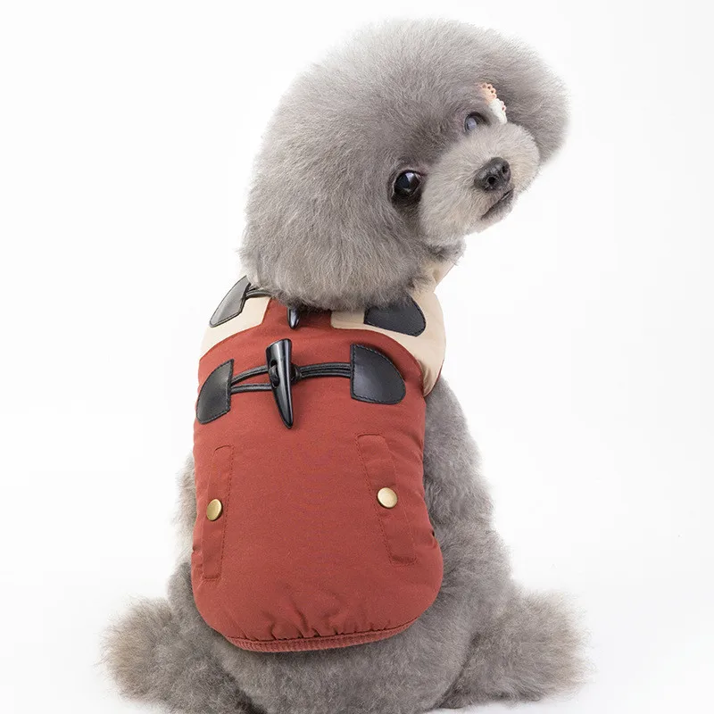 

Warm Dog Coat - Thick Padded Comfortable Cotton Winter Dog Jacket, Brown, gray