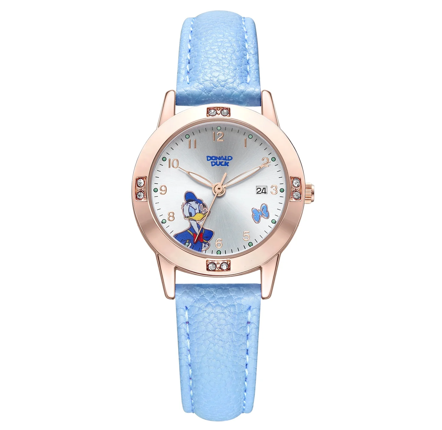 

Cute Disney Authorized Cartoon Donald Duck Wholesale Kids Watches with PU Leather Band