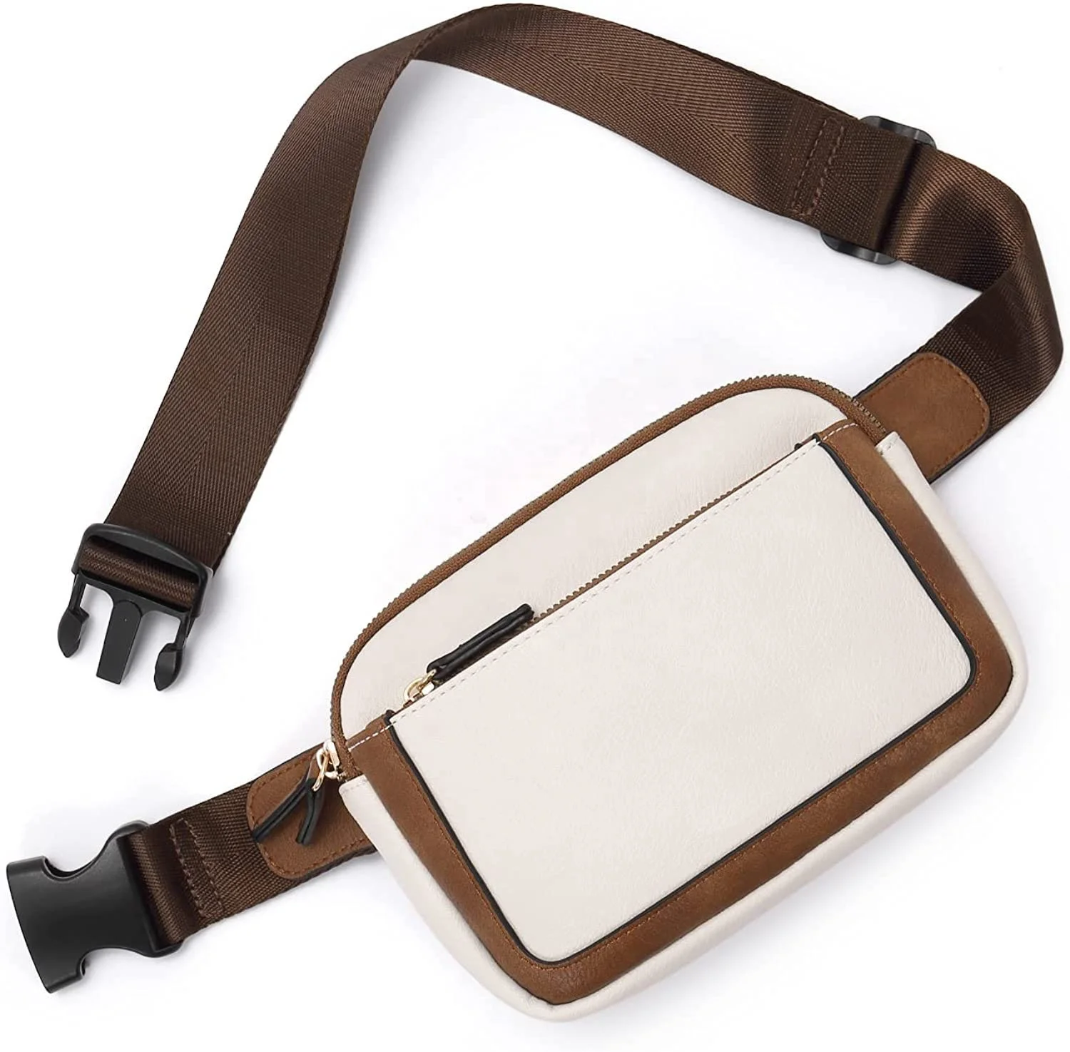 

Wholesale 3 Zipper PU men leather Fanny pack leather belt bag women waist bags