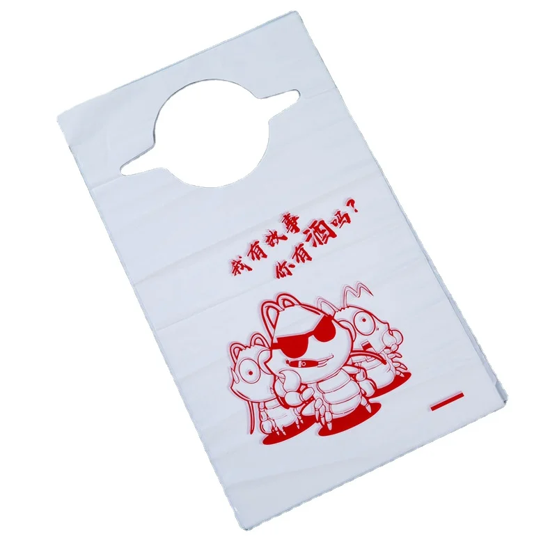 

Custom Printed logo Lobster Crab Dinning Sea Food Apron Disposable Plastic bibs for Restaurant adults Bibs, White