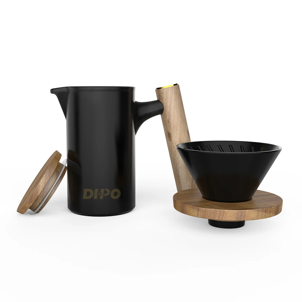 

DHPO Ceramic/Porcelain Matte Black Pour Over Coffee V60 Set