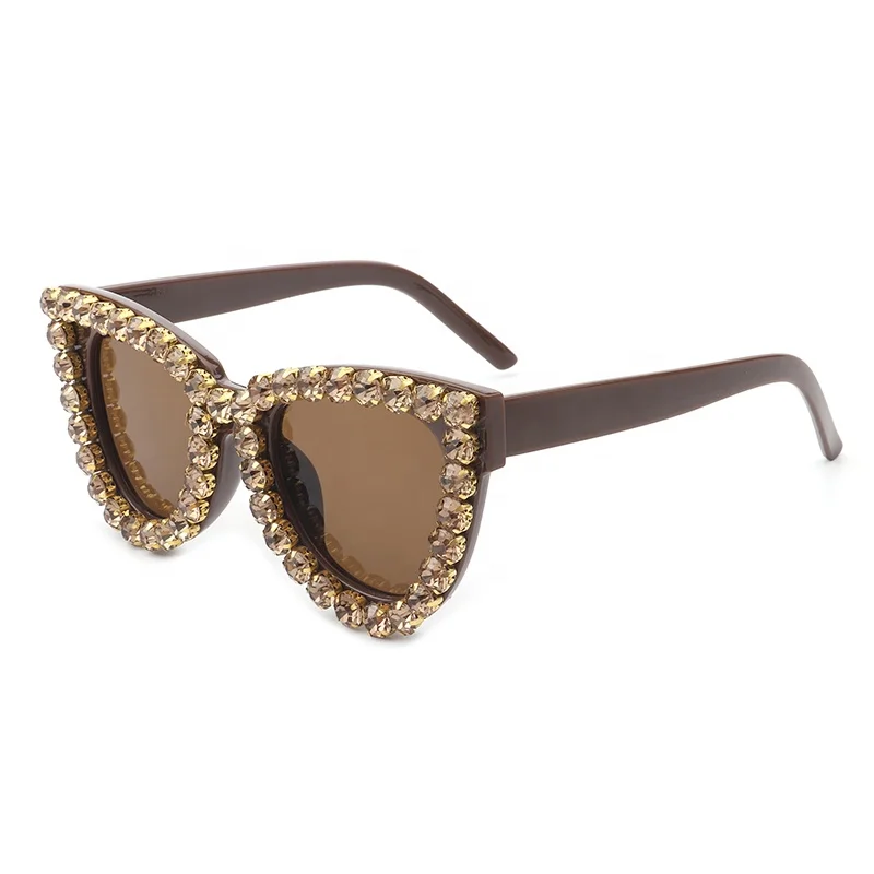 

2021 vintage fashion square rhinestone custom logo sunglasses with diamonds women