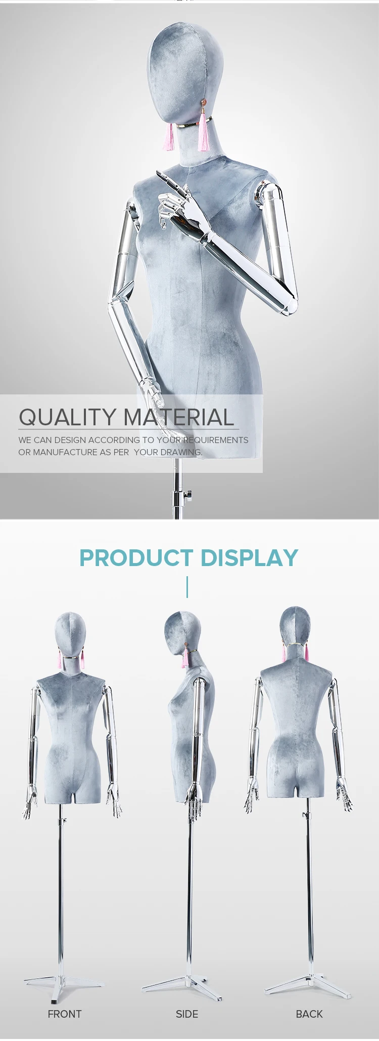 Half Body Torso Female Mannequins High Quality Abs Plastics Arms