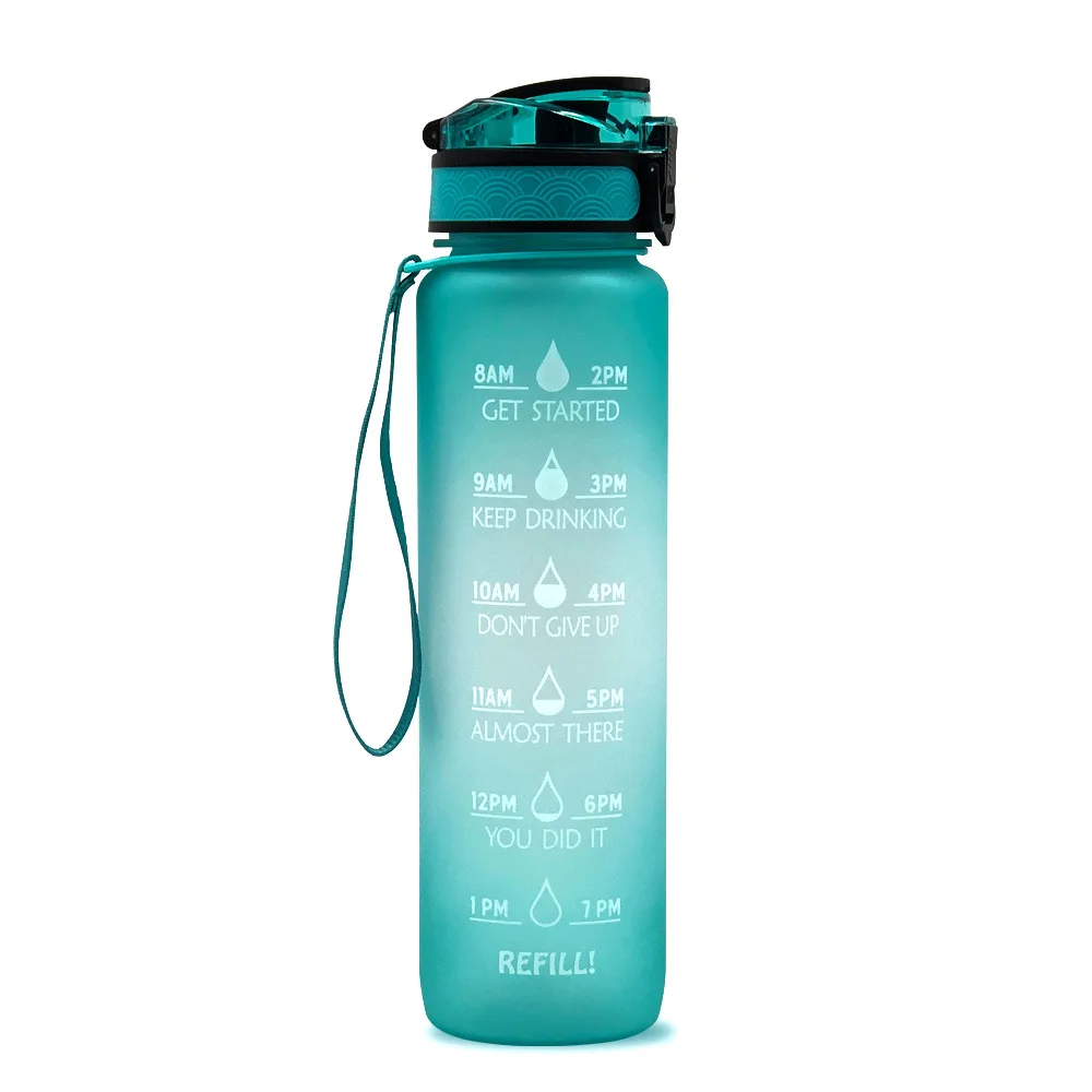 1000ml/1 Liter Plastic Sport Tritan Water Bottles With Motivational ...