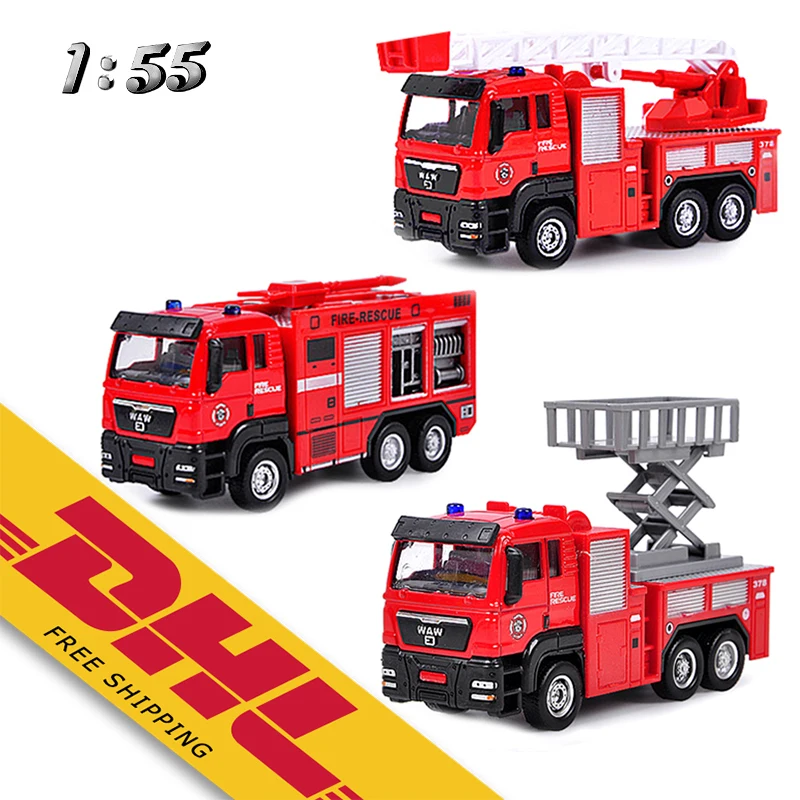 

1/55 Fire Rescue Series Alloy Car Ladder Fire Truck Vehicle Toy Pull Back Metal diecast Fire Engine Truck Model Car Toys