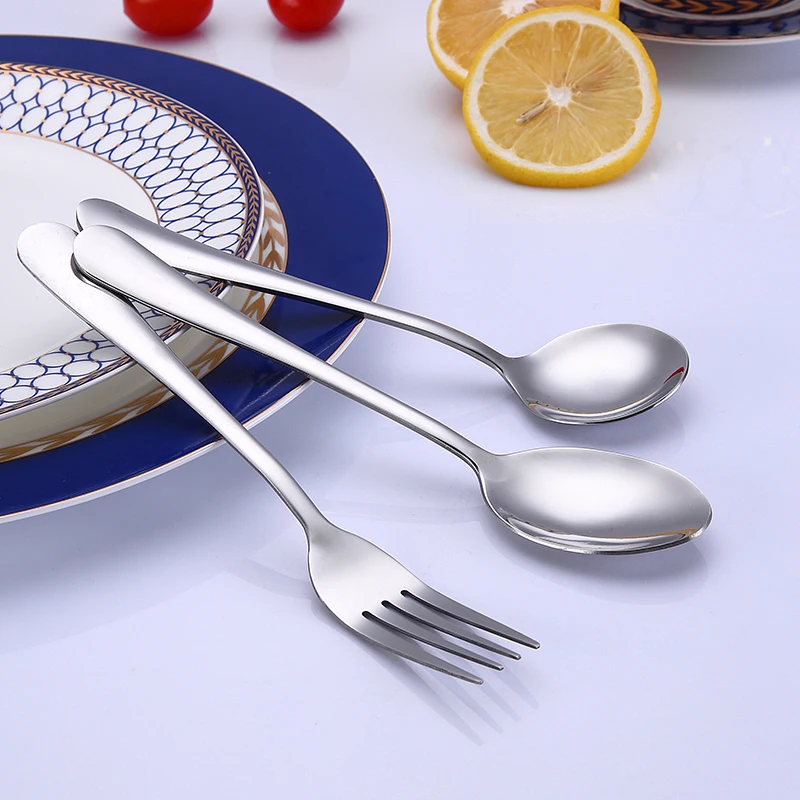 

Stainless Steel Cutlery Wedding Tableware Hotel Elegant Spoon And Fork Set Flatware Set, Silver