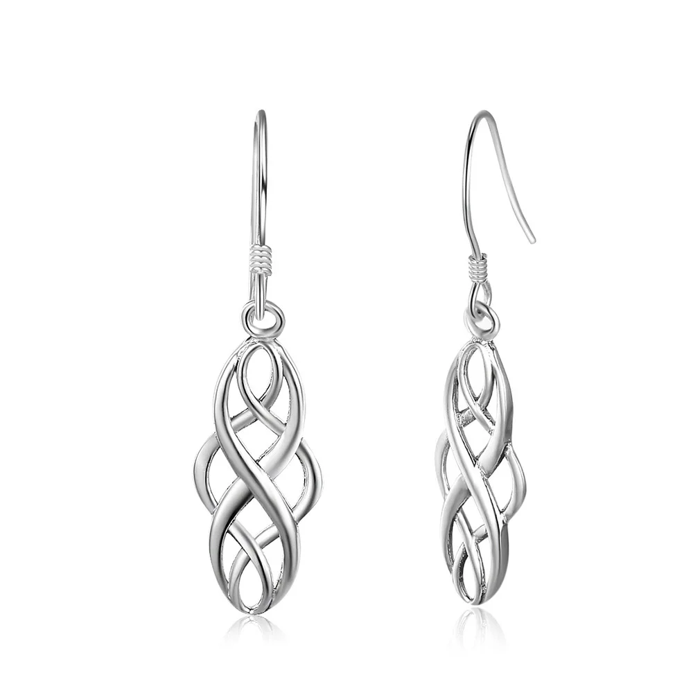 

S925 Sterling Silver Earrings Knot Dangle Earrings Good Luck Irish Celtic Knot Vintage Dangles for Women Girls Teardrop Earrings