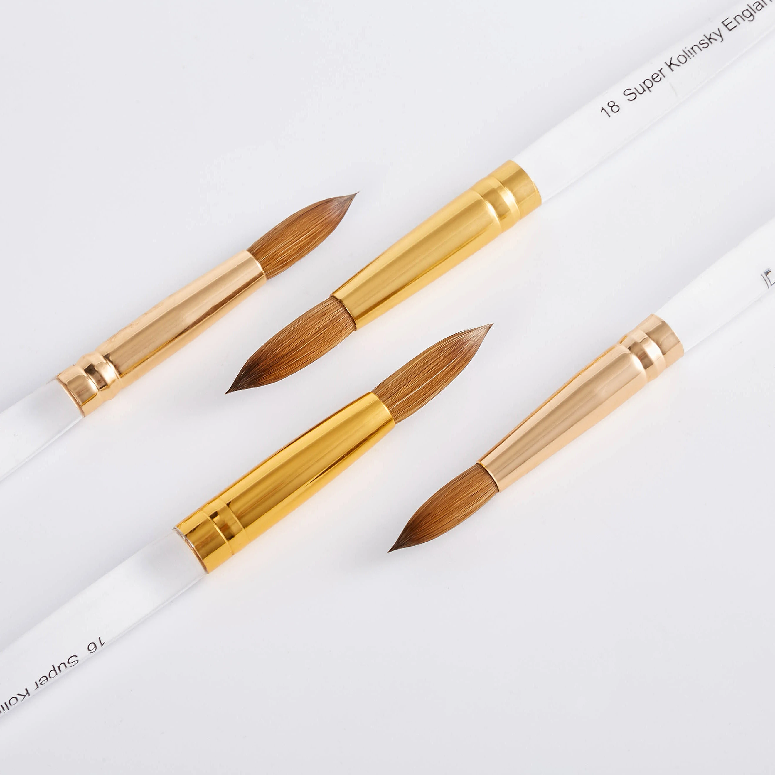 

Custom Animal Hair 100% Pure Kolinsky Acrylic Finger Nails Cleaning Brush Acrylic Gold Handle Nail Art Liner Brushes Nail Art