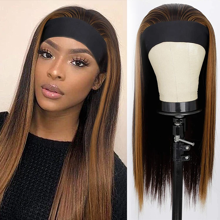 

Wholesale Bone Straight Braiding Hair Wig Extension Cheap Clip Ombre Kinky Fiber Hair Synthetic For Black Women Headband Wigs