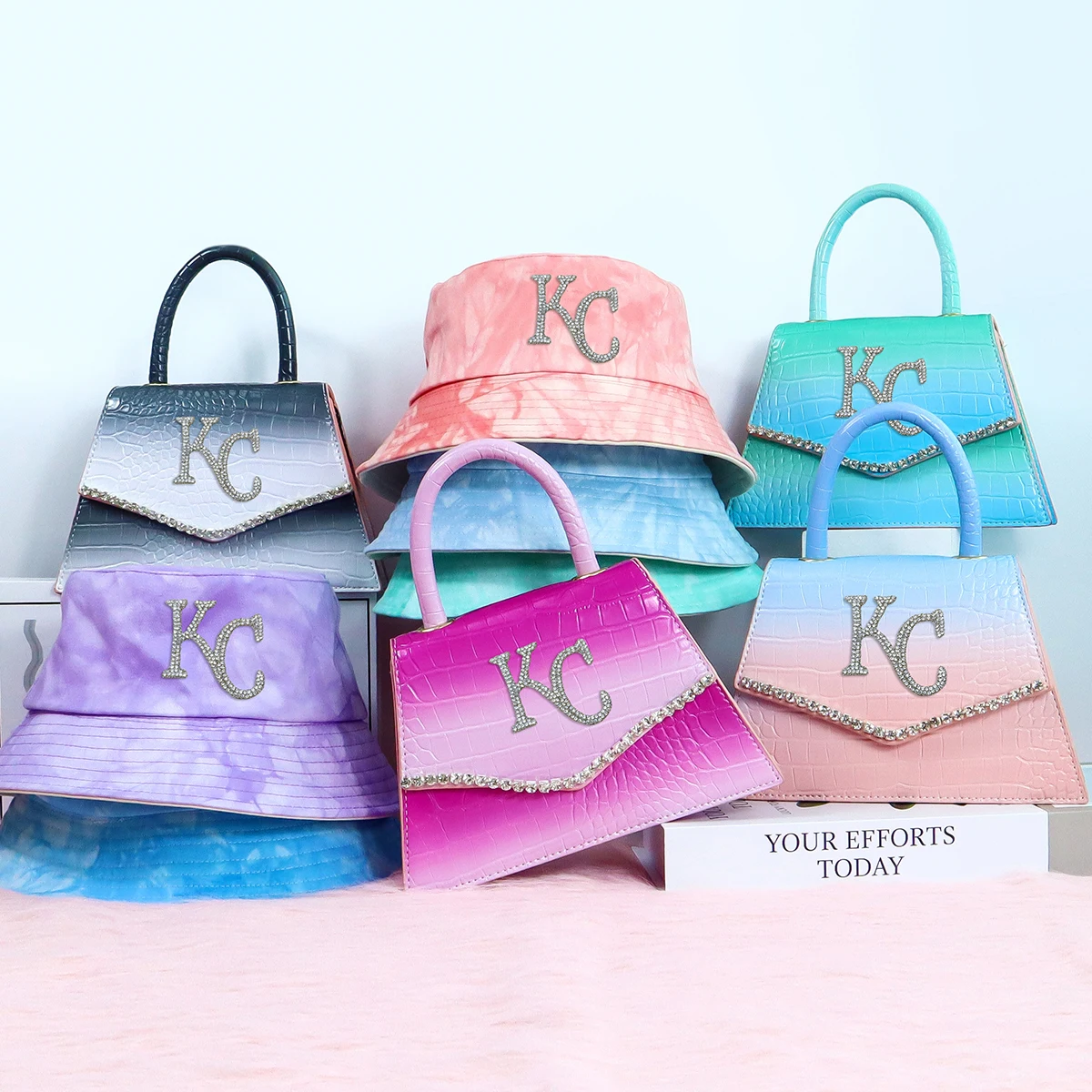 

KC designer handbag 2021 Hottest purses and handbags famous brand PU jelly purse bucket hat and purse two piece set, 8 colors