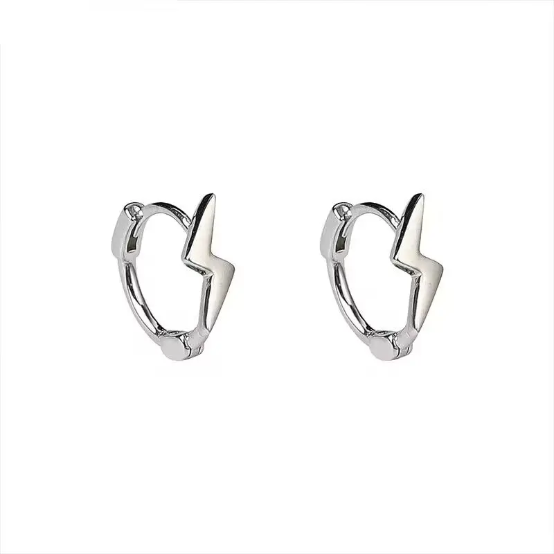 Wholesale 925 Sterling Silver Simple Fashion lightning Hoop Earrings for Women Jewelry 2023