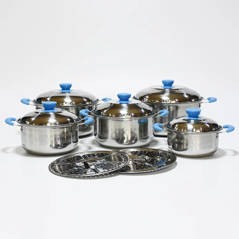 

American style 5pcs stainless steel casserole cooking pot induction cookware set with two handle, Stainless steel color