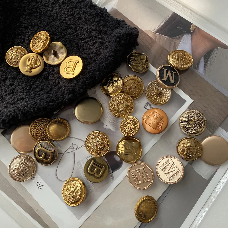 

Factory Supply Customized Buttons Metal Jeans Sweater Coat Washable Button Gold Luxury Alloy Button, Gold ,any colors can be customized