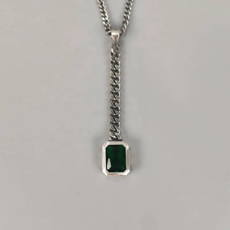 

Wholesale Silver Pendant 925 Sterling Silver Charm Synthetic emerald Brilliant Chain gift S925 Gold Plated Women Jewelry, White gold (rose gold, yellow are avaliable)