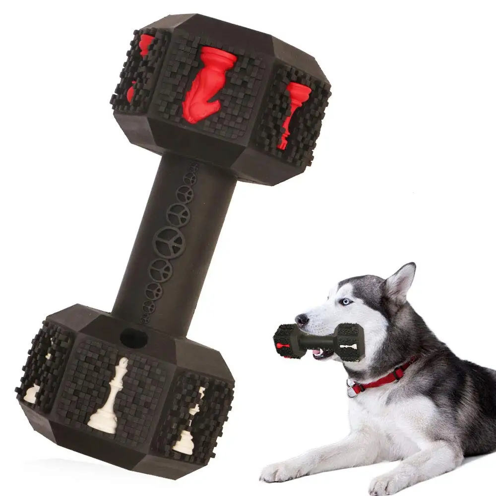 

Hot Sale Trendy Square Dumbbell Non Toxic Outdoor Indestructible Natural Rubber Cleaning Teeth Chew Dog Toy