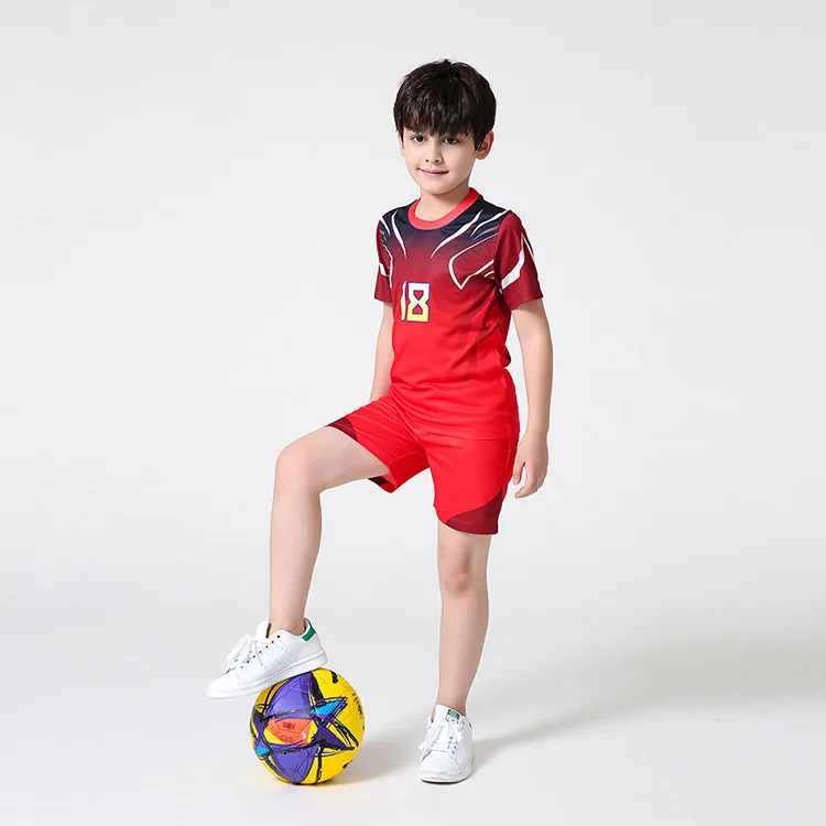 

Four seasons suitable for breathable leisure jersey sublimation custom design retro kids soccer jersey set