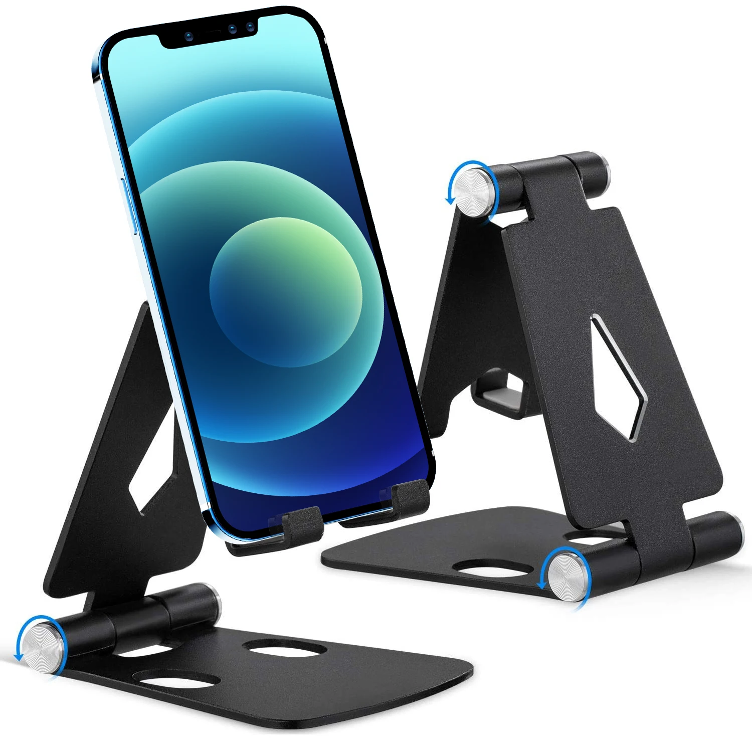 

Universal aluminum foldable desk phone holder portable mobile phone stand dual foldable cell phone stand holder
