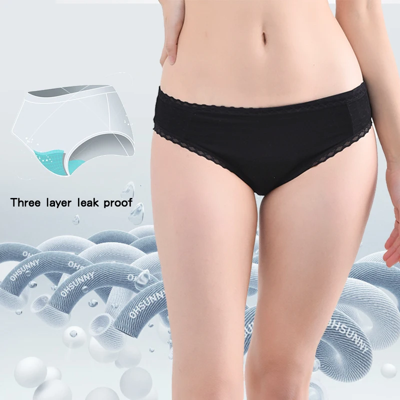 

Customized High Quality Full Protection Leakproof Menstrual Organic Seamless Lace Women Sanitary 4 Layers Period Panties