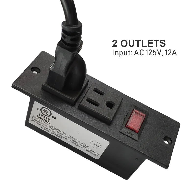 125v Ac 2 Outlet Surface Socket With Circuit Breaker Switch Rocker