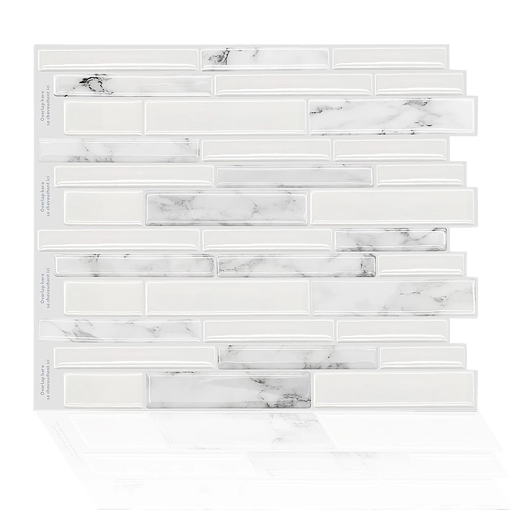 

Self Adhesive Bathroom Wall Tiles Peel and Stick Kitchen Backsplash White Marble Subway, Cmyk, pantone color (pms),customized