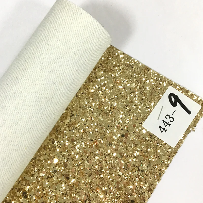 Wholesale Sparkly Shiny Solid Chunky Glitter Faux Leather Fabric for Shoes Bags Bows Material