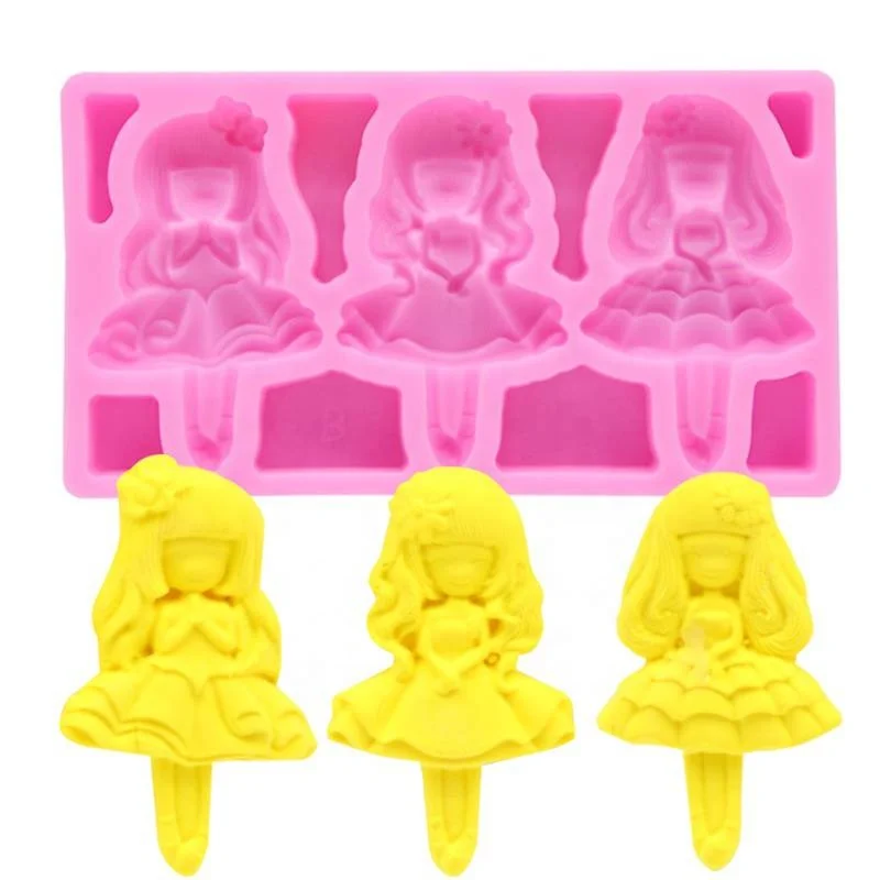 

New DIY Fondant Silicone Mould Girl Pretty Doll Fondant Cake Silicone Mould Chocolate Cake Mould, As shown