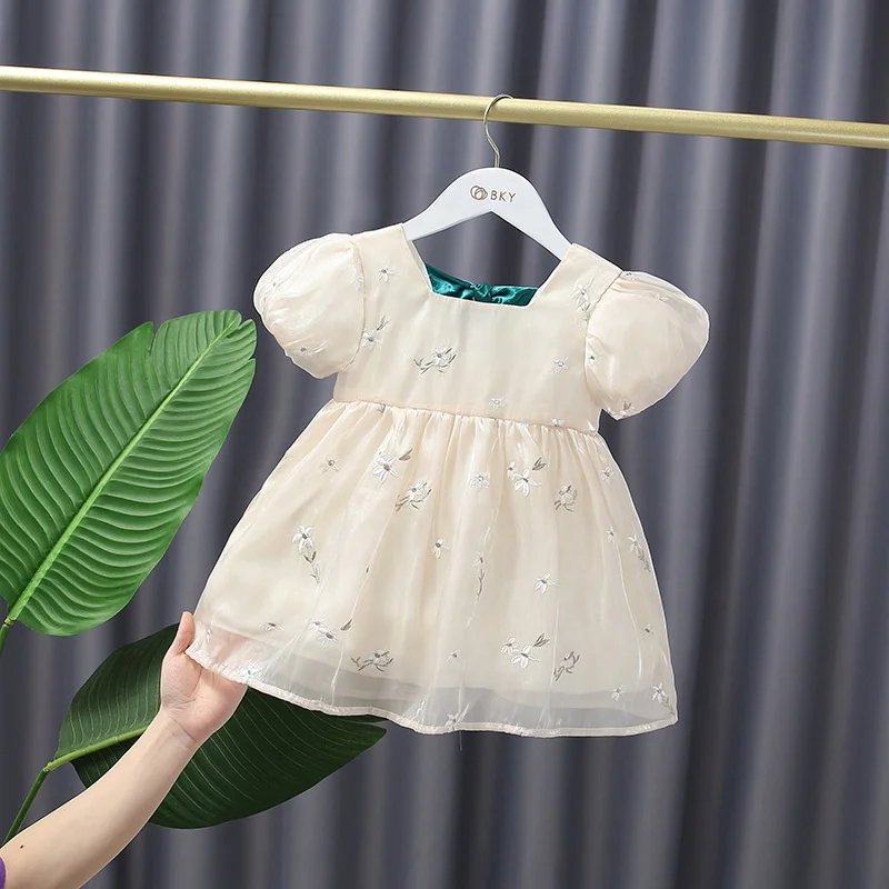 

B20419A Baby girls bubble dress summer new mesh princess dress kids cute clothes, Picture shows