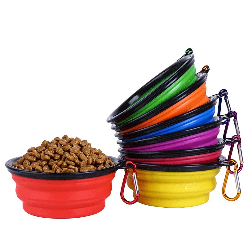 

Collapsible new design 350ml foldable water Silicone dog pet food feeding bowl