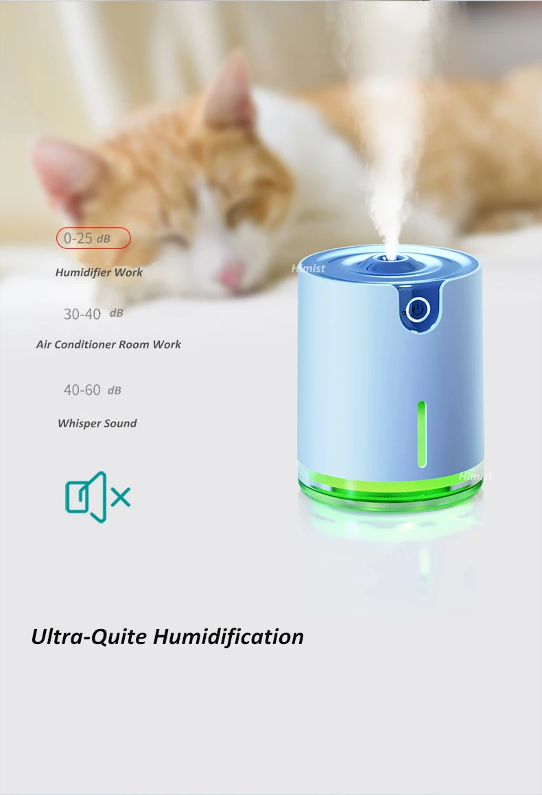 750ml Large Capacity Air Humidifier 2000mah Usb Rechargeable Ultrasonic