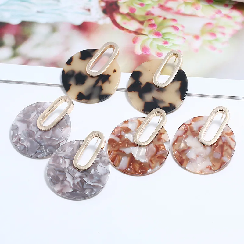 

Statement Fashion Korean Round Big Vintage Resin Acrylic Leopard Dangle Drop Earrings For Women Jewelry