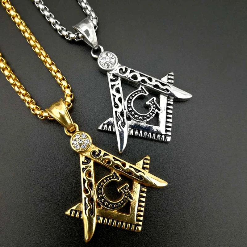 

Blues RTS Popular Hip hop Stainless Steel Jewelry Masonic Pendants Charms Necklace for Men