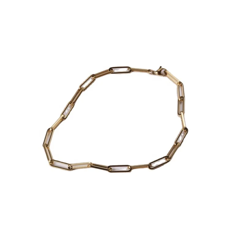 

2020 INS Styles Paperclip Necklace Link Chain Choker Stainless Steel Chunky Chain Necklace