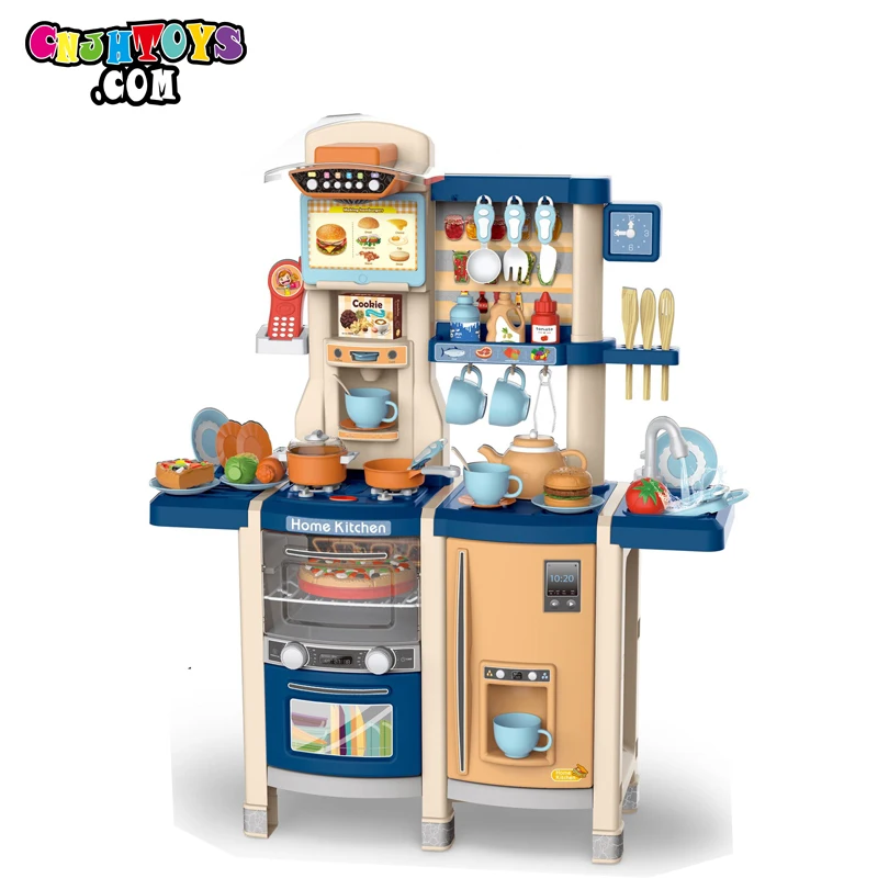 Hot Scene Simulation Kitchen Cooking Toy With Spray Water And Range Hood For Kids