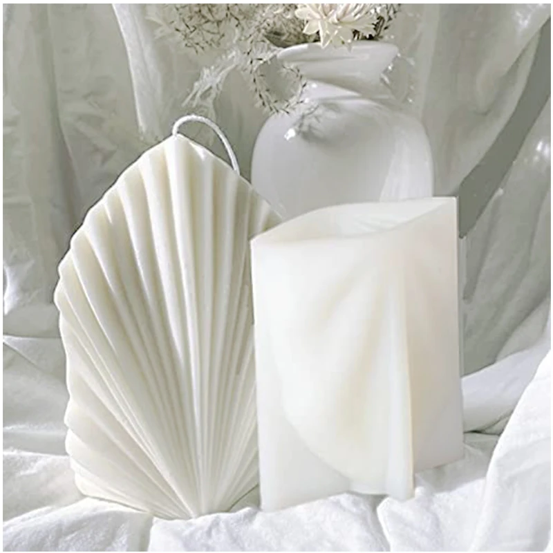 

NEW 3D Large Silicone Palm Spear Candle Mold Shell Candle Silicone Mould Geometrical Wavy Candle Mold