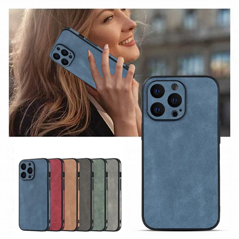 

Luxury Matte Premium Leather Shockproof Phone Case For iPhone 15 14 13 12 Mini 11 Pro Max XS XR SE2020 7 8 Plus Case