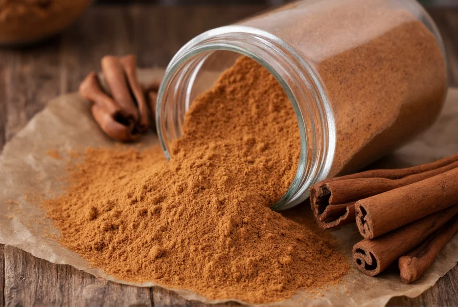 Ceylon cinnamon powder in glass jar with proper storage conditions