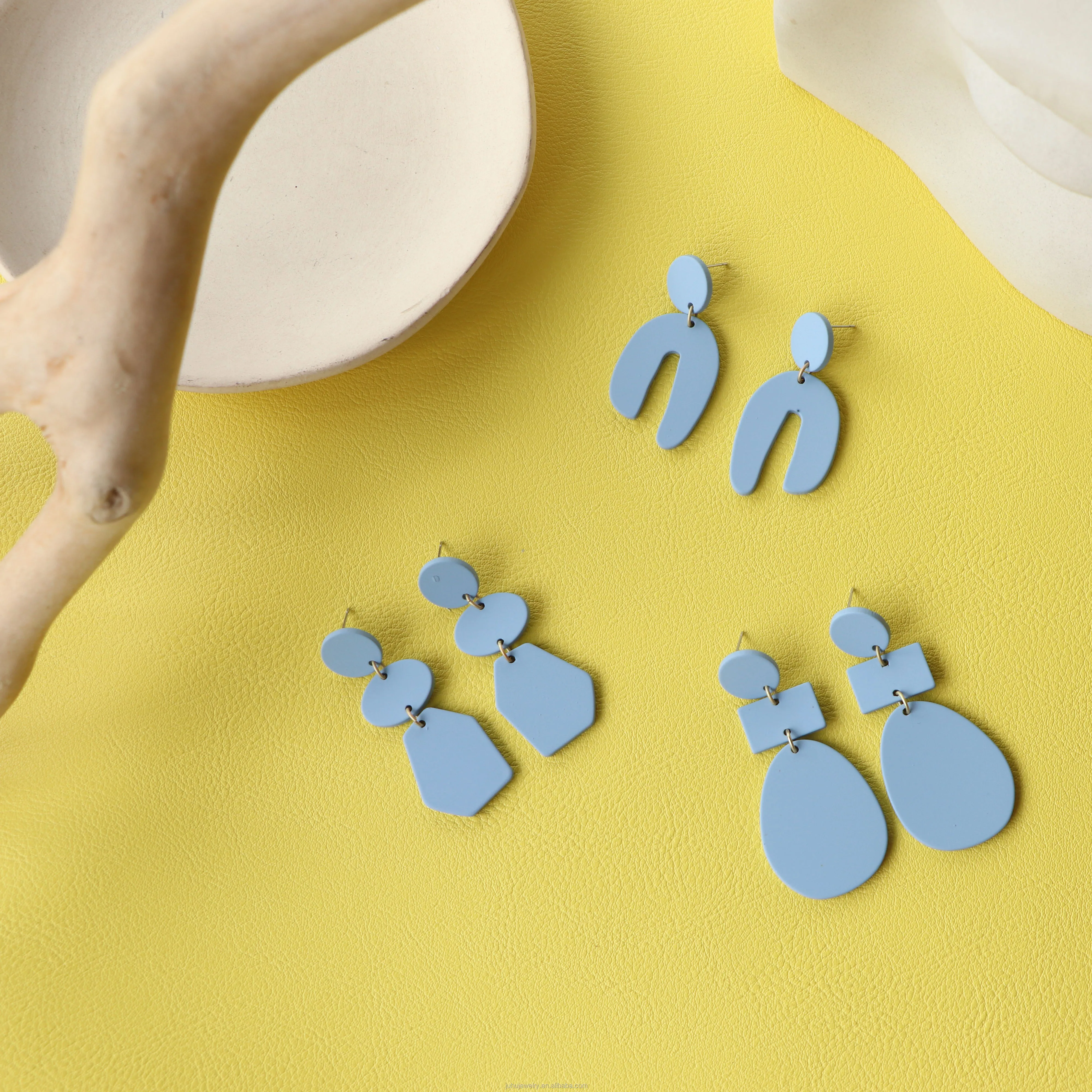 

JUHU Fashion Blue Acrylic Clay Earring Bohemia Geometric Cute Resin Romantic Stud Earrings For Girl Trendy Jewelry