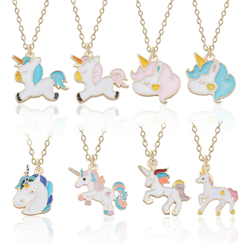 

18 models Cartoon Cute Unicorn horse Pendant Necklace