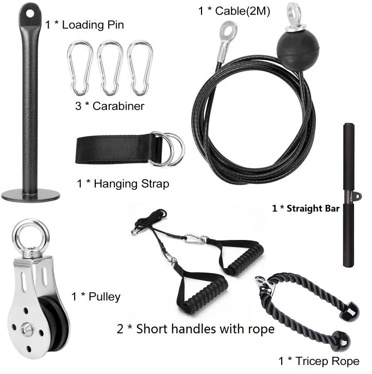 

Fitness DIY Pulley Cable Machine Attachment System Gym Lifting Biceps Triceps Rope Blaster Hand Strength Home Exercise Equipment, Black