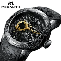 

MEGALITH Chinese Dragon Men gold Watches Automatic Watches Waterproof Male Clock Menso Watches naga jam tangan pria Wristwatches