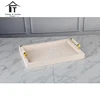 Home & hotel rectangle cream-coloured wooden tray with handle